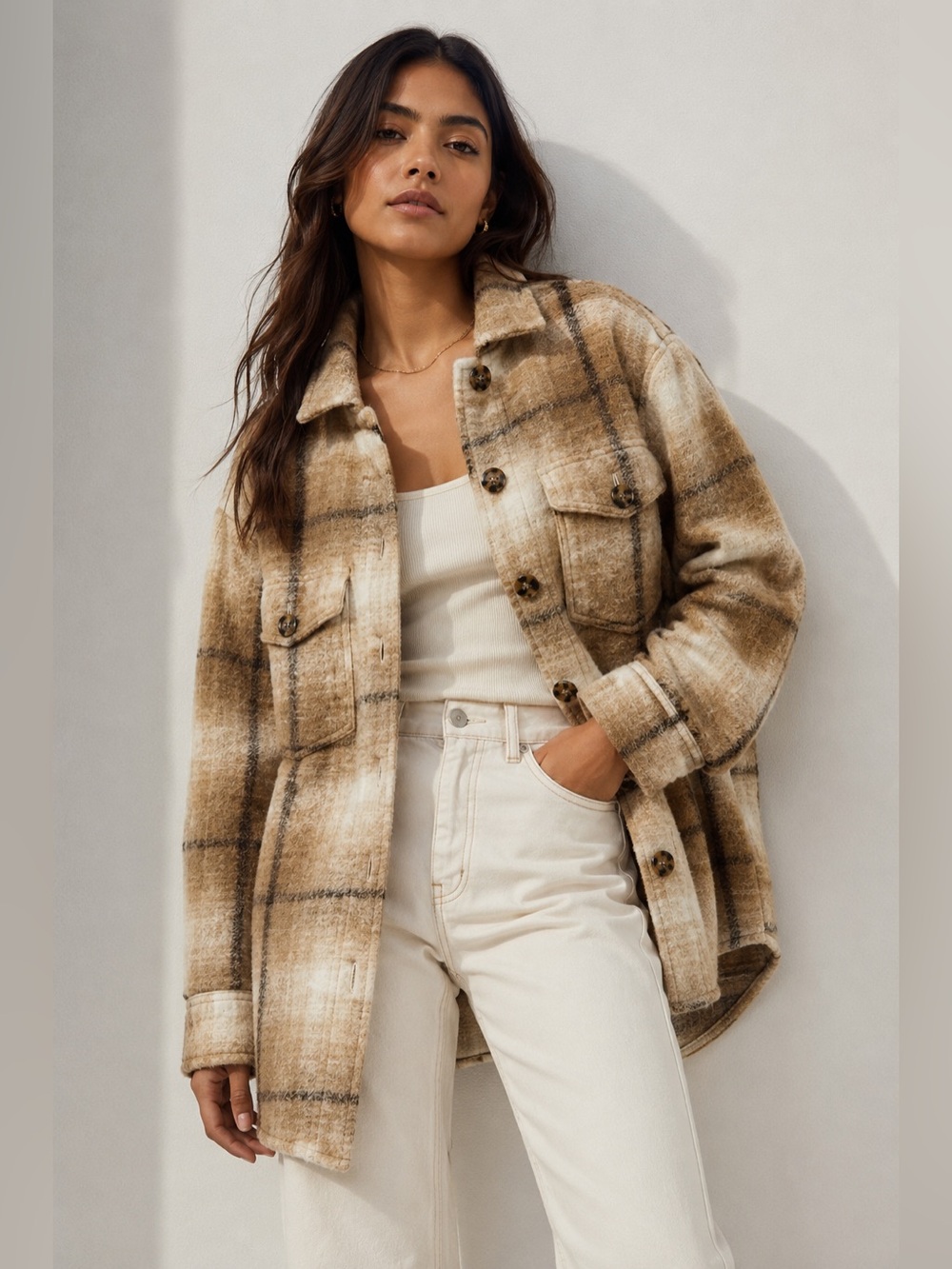 Wilfred Free The Ganna Plaid Wool Shacket Jacket – Size S